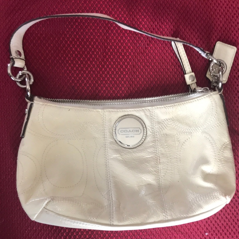 Coach Purse Ivory 10” Across 6” Deep Lime Green